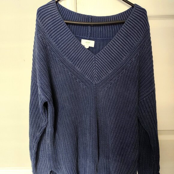 American Eagle (Aerie) 100% cotton v-neck oversized sweater L - Picture 1 of 2